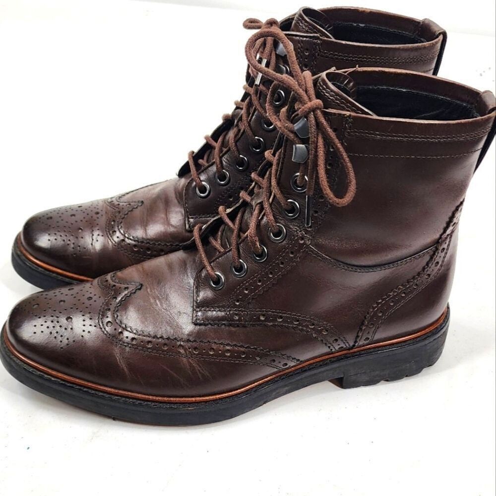 Coach Bryant Wingtip Boots Wingboots Brown 8